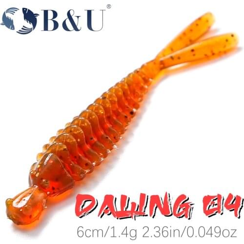 B&U Soft Lures For Fishing 60mm Artificial Lures Fishing Worm Silicone Bass Pike Minnow Swimbait Jigging Plastic Baits