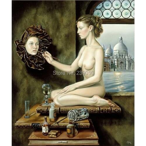 Free shipping modern nude sexy women face painting canvas prints oil painting nude art oil painting on canvas decoration picture