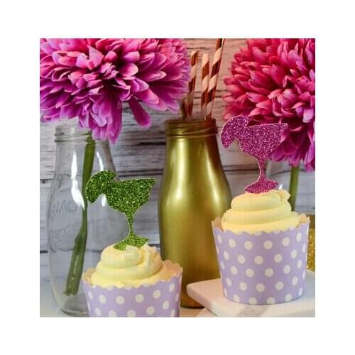 Glitter Margarita and Daiquiri Cupcake Toppers Birthday Hawaiian Theme wedding bridal shower Bachelorette Party Decor toothpicks