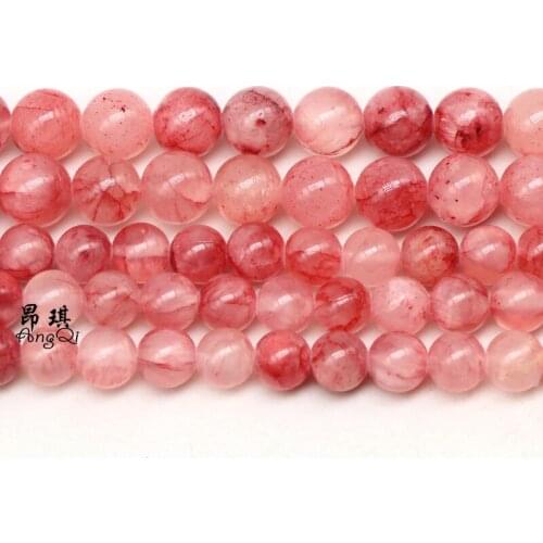Natural Stone Beads Cherry Jades Round Loose Spacer Beads For Jewelry Making 4/6/8/10/12mm DIY Handmade Bracelets 15'Strand