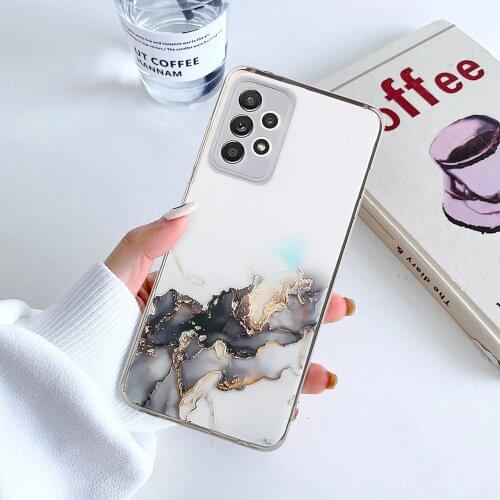 Case For Samsung Galaxy A72 A52 A32 A12 S21 5G Coque Silicone TPU Back Cover for Galaxy S21 S 21 Luxury Marble Shockproof shell