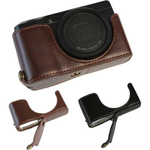 Black Coffee Color Genuine Real Leather Case for Ricoh GRIII GR3 GR MarkIII Half Body Bottom Cover With Battery Opening