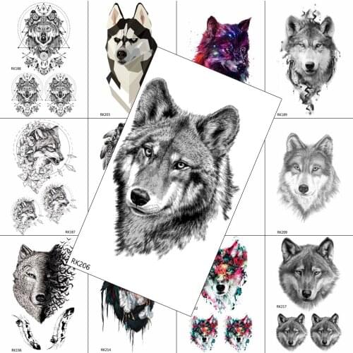 Black Creative Wolf Temporary Tattoo Body Art Chest Legs Tattoo Decal For Men Fake Waterpoof Warterpoof Realistic Sheet Sticker