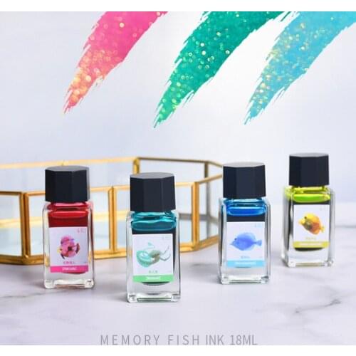 Gradient color ink with golden powder, fountain pen ink, dip pen ink, non-carbon ink 18ml x16colors