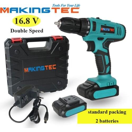 MAKINGTEC Double Speed Electric Screwdriver Cordless Drill 16.8V Mini Electric Power Screwdriver Drill Lithium-Ion Power Tools