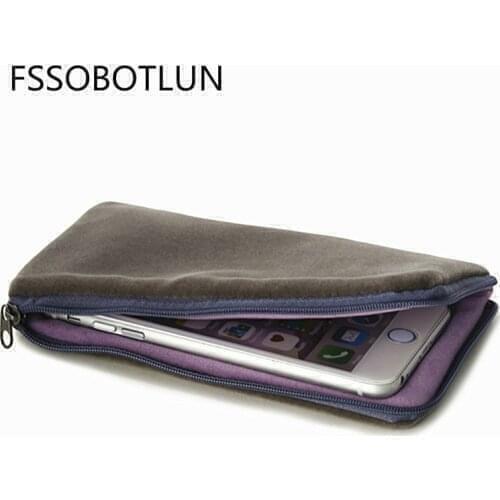 FSSOBOTLUN,5Colors,For XIAOMI CC9/MI 9T/Redmi 7/Mi9/Redmi Note 6 Pro 6.0-6.5“ Zipper Soft Flannel Phone Pouch Bag Case