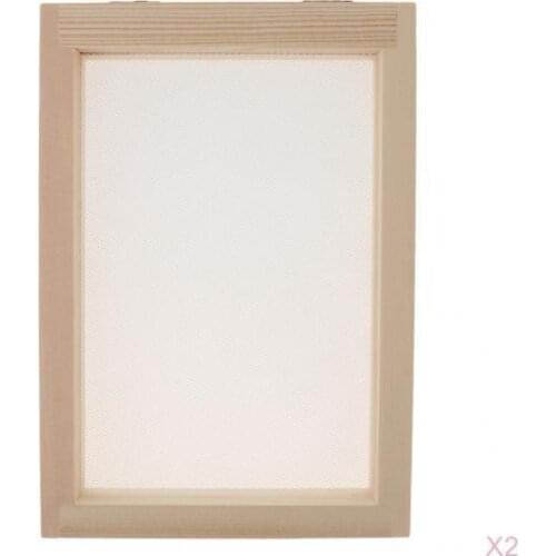 2Pieces Wood Paper Making Frame Papermaking Mold Rectangular Mould Frame with Semitransparent Mesh for DIY Crafts, 6 Inch