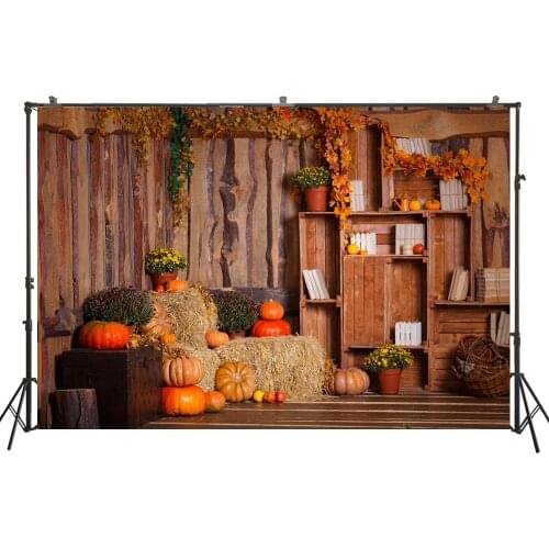 HUAYI Photography Backdrop Halloween Pumpkins shelf Baby Child Birthday Customize Photo Background Studio Portraits Photocalls