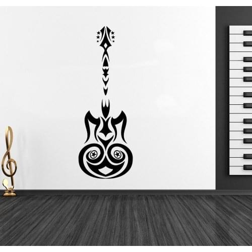Artistic Tribal Design Musical Guitar Instrument Wall Art Decal Music Sticker Home And Music Room Removable Decoration A003226