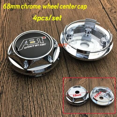 Good Quality 4pcs/set 68MM 6.8MM chrome Wheels center caps Wheels hub caps for ABT logo label Car Accessorie