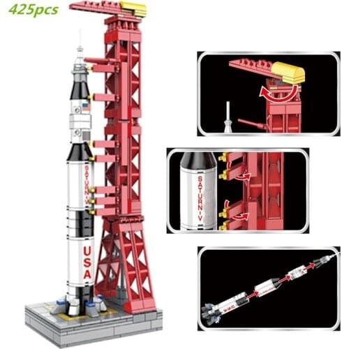 2020 Ideas Rocket And Aerospace Saturn V Carrier Launch Space Spacecraft Building Blocks Kit Bricks Classic Model Children Toys