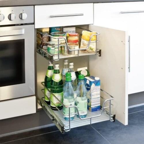 2 Sets Of Sliding Drawer Storage Baskets 60cm Closet Including Rail Cabinet Side Mounting Retractable Drawers Kitchen Basket HWC
