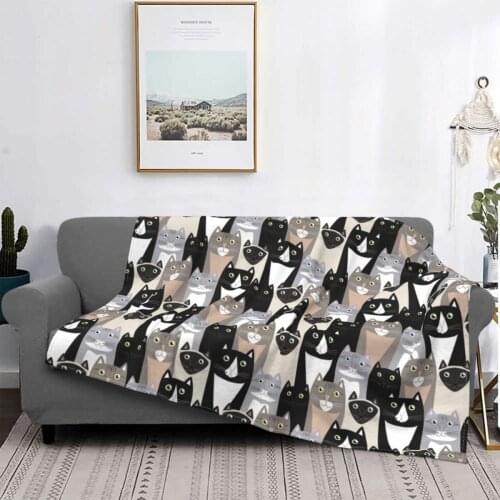 Cat Blankets Flannel Winter Animals Pet Cute Funny Portable Warm Throw Blanket for Bed Travel Bedding Throws