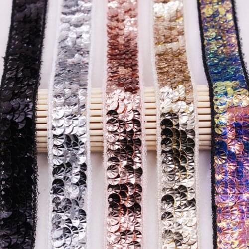 1Yards/Lot White Sequin Lace Trim Lace Ribbon Embroidery Lace Ribbons Clothing Accessories Applique Sequin Lace Fabric Applique