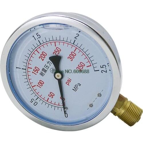 Shock Resistance Pressure Gauge YN60ZT 1/2 M20 DN15 Stainless Steel Oil Hydraulic Water Pressure