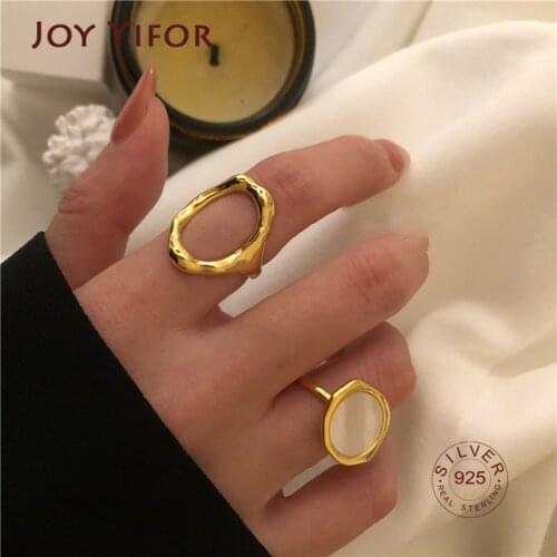 Minimalist 925 Sterling Silver Rings France Vintage Gold Plated Oval Shell Elegant Wedding Bride Jewelry Gifts For Women