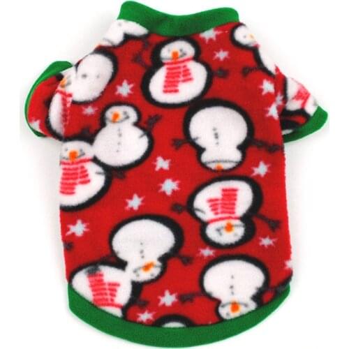 Cartoon Snowman Warm Fleece Pet Dog Clothes Christmas Winter Warm Dog Sweater French Bulldog Dog Clothes Warm Dog Shirt Dropship