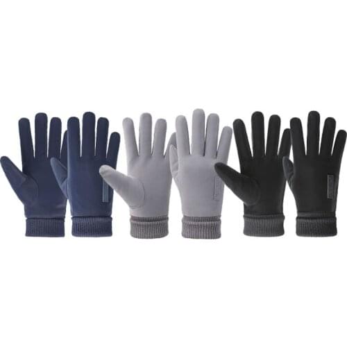 Mens warm gloves winter plus velvet thick waterproof cold and windproof riding motorcycle driving non-slip touch screen gloves