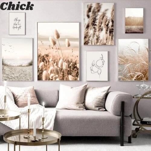 Landscape Poster Decoration Scandinavian Wall Art Reed Grass Posters And Prints Scenery Pictures Living Room Paintings Decor