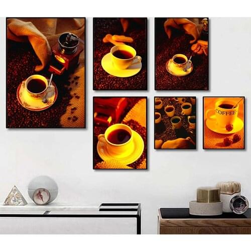 Nordic Style Coffee Cups Canvas Painting Retro Posters and Prints Wall Art Pictures for Living Room Home Cuadros Decoration