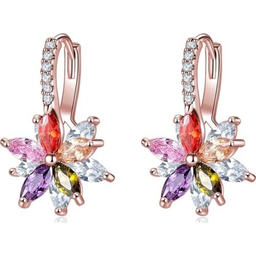 2021 YJGS Latest Fashion Double Flower Dangle Earrings For Girl Exquisitely Inlaid Shiny Zircon Earring Valentines Day Present