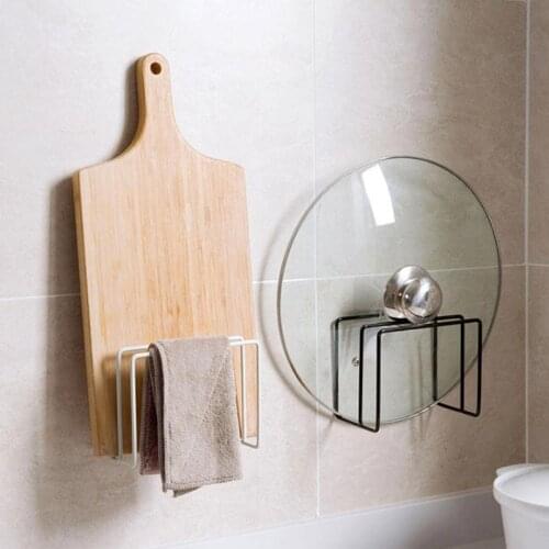 New Pot Lid Holder Iron Cutting Board Holder Stand Kitchen Organizer Rack Hanging Board Shelf Pan Lid Cover Storage Rack