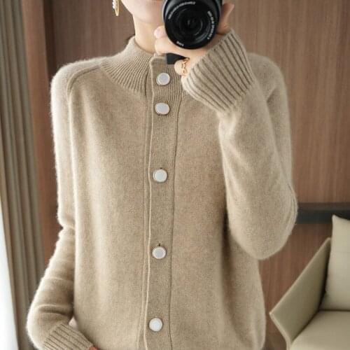 New style 100% pure wool sweater ladies knit cardigan cashmere sweater high-end comfortable coat sweater Autumn and winter 2021