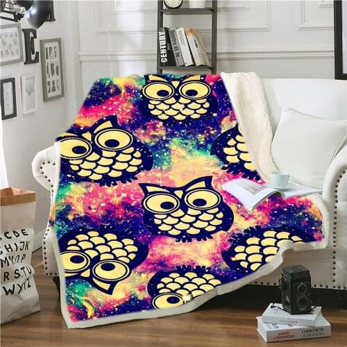 3d Animal Owl Printed Sherpa Blanket Couch Quilt Cover Travel Bedding Outlet Velvet Plush Throw Fleece Blanket Bedspread On Sofa