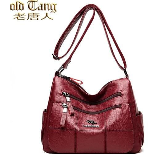 Solid Color Multiple Zippers Shoulder Bags for Women 2021 New High Quality Soft Pu Leather FashionCrossbody Bag Sac Epaule