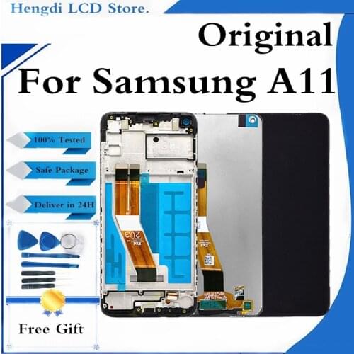 Original LCD For Samsung Galaxy A11 A115 LCD Display Touch Screen Digitizer Assembly + Frame For Samsung A115F A115F/DS Display