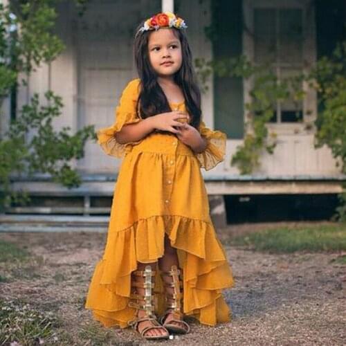 2019 Summer Pretty Fairyi Dress Toddler Baby Girl Boho Ruffle Half Sleeve Princess Dress Party Sundress Vacation Ruffle Dress