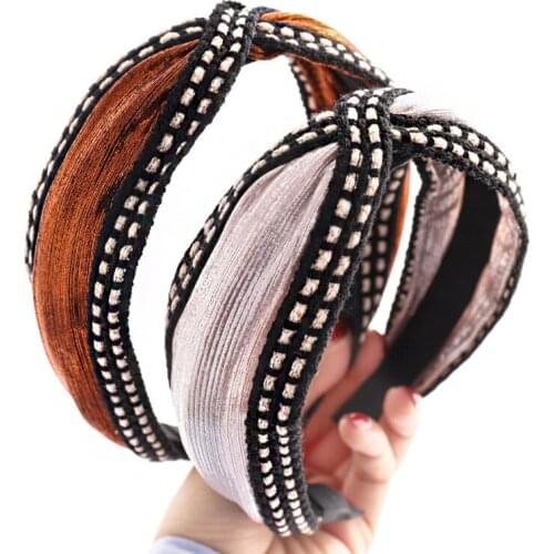 Luxury Braid Cross Headband Women Wedding Hair Accessories Hand made Weave Twist Hairband Girls Wide Hair Hoop Engagement Turban