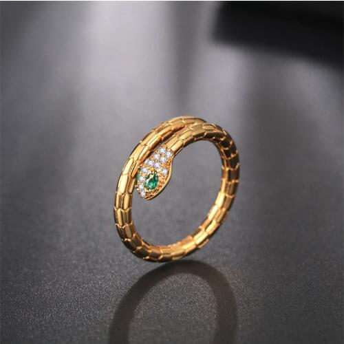 Simple Thin Gold Color Snake Ring Luxury Spring Unique Design Easy Match Rings Fashion Jewelry Women Gift Zk40