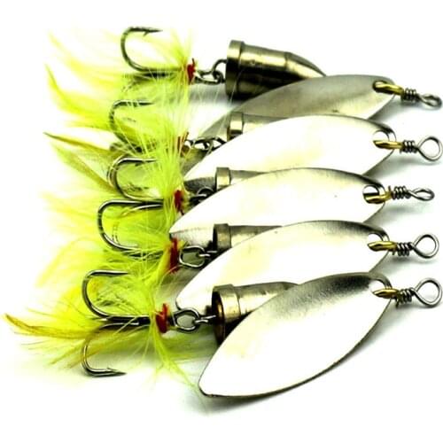 5 PCS/Lot Hot Sale Wire Feather Bait Spinner Fishing Lures Hard Lure 5 PCS/Lot 5cm 6g metal 6# strengthen Hooks