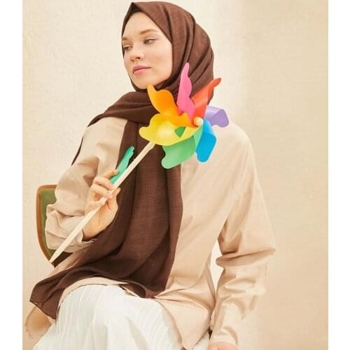 Salland Elena Bitter Brown Shawl Trend Fashion Stylish Womens Hijab Scarf Shawl Scarf All Seasons Comfortable Use Wraps Easy to Shape Flexible Anti-Wrinkle Quality Silk Fabric Hijab Clothing Accessory Scarf ELEAK-001