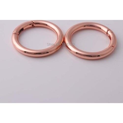 5pcs/lot 35mm outer rose gold color O ring adjustable ring Spring buckles for bag backpack leather craft