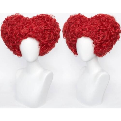 High Quality Alice in Wonderland Red Queen Cosplay Wig Role Play Queen of Hearts Curly Red Hair Wigs + Wig Cap
