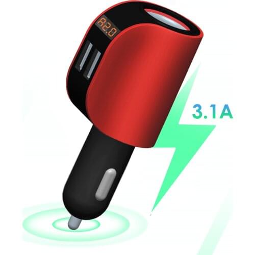12-24V 3.1A Dual USB Port Charger Cigar Lighter Fast Charging Car Charger with Digital Display For Vehicles