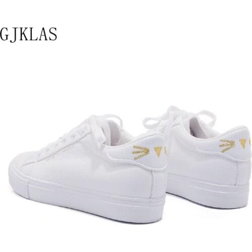 Wedges Leather Shoes for Women Sneaker White Girl Trainers Casuales Vulcanize Shoes Women New Sweet Lovely Mid-heel Woman Pumps