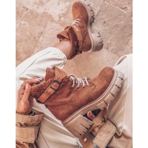 Women Winter Boots Mink Brown Snow Ankle Suede Waterproof Warm Fur Plush Anti Slip Chunky Platform Designer vulcanize Wedges