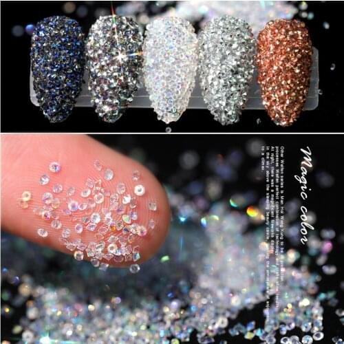 1.2mm ongles strass cristal Zircon paillettes Mini perles Nail Art bijoux décoration or Rose 3D breloques Gel vernis gemmes