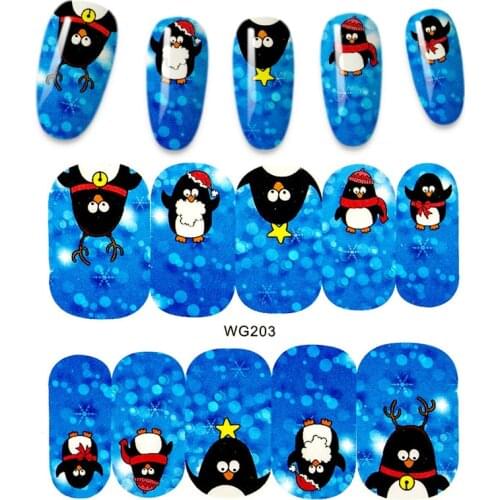 10 Design Christmas Water Transfer New Years Snowflakes Penguin Stickers For Nails Decorations Decals New Years Stickers