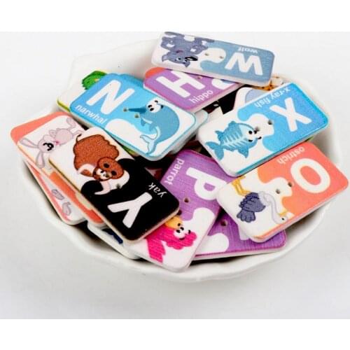 30pcs 2 Holes mixed Letter card Painted Wooden Buttons Fit Sewing and Scrapbooking 20x39mm Sewing Buttons For Craft DIY