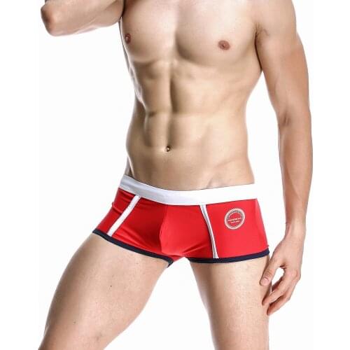 Seobean 2019 Sexy Men Swimwear Shorts Boxer Swimsuits Mens Designed Beach Board Shorts Trunks Gay Penis Pouch Man Bathing Suits