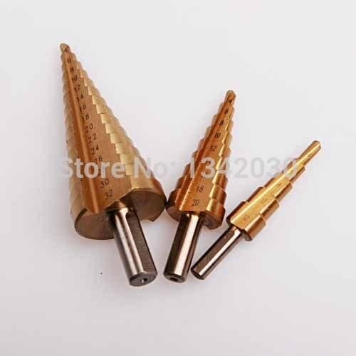 Free shipping High Quality Wood Metal Drill Tools 3pcs HSS Large Cone Drill Bit Set Hole Cutter 4-12/20/32mm