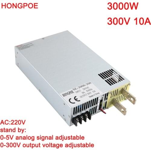 3000W 300V Power Supply 0-300V Adjustable Power 300VDC AC-DC 0-5V Analog Signal Control SE-3000-300 Power Transformer 300V 10A