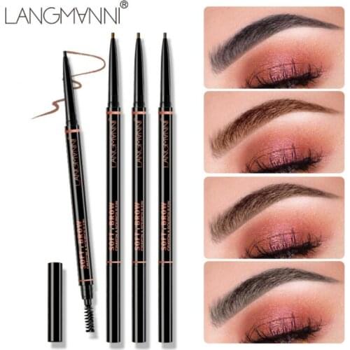 4 Color Double-head Automatic Rotating Eyebrow Pencil Long Lasting Waterproof Sweatproof Not Blooming 1.5mm Ultra-fine Eyebrow