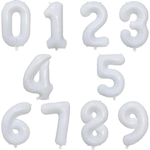 40inch Large White Number Balloons 1 2 3 4 5 6 7 8 9 Foil Balloon Birthday Party Decorations Figures Globos Baby Shower Decorate