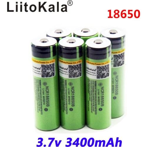 6pcs LiitoKala 100% Original 3.7V NCR 18650B 18650 3400 3400mAh Rechargeable Batteries For Power Bank/Flashlight