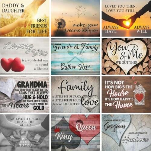 Huacan 5d Diamond Painting Family Love Text Embroidery Mosaic Blackboard Scenery Home Decor Diamond Art